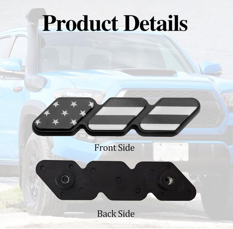 CHRYMUM TRD Grille Decor Badge, 3-Color Upgrade Emblem, Grille Insert Trims, Tri-Color Grille Badge Emblem Car Decoration Accessories Fit for Tacoma 4Runner Tundra Sequoia Rav4 Highlander (Grey) - Image 3